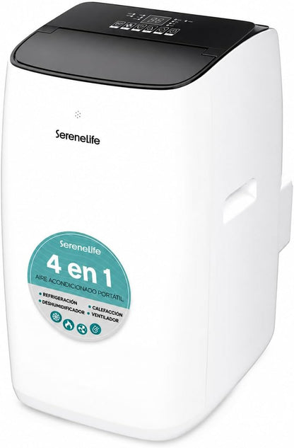 SereneLife Inverter- Klimaanlage Mobil 12000 BTU- mit WLAN, 4 in - Kühlen Heizen Entfeuchten Ventilieren, Klimagerät mit Ablutftschlauch und Fensterkit, Auto- Schwenken, Leise, bis 35m²