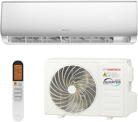 HANTECH Split Klimaanlage 12000 BTU 3,4 kW Inverter Set - Klimagerät mit App-Funktion zum Kühlen und Heizen – Modell Elegant (bis 45m²)