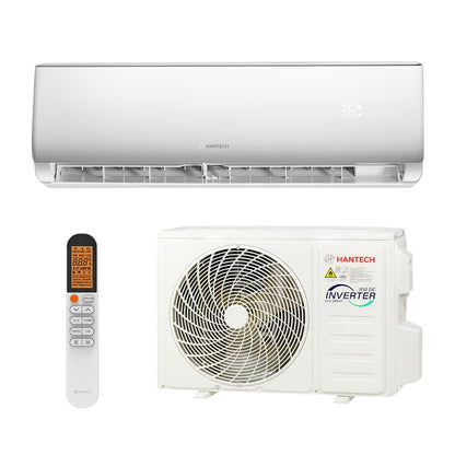 HANTECH Split Klimaanlage 12000 BTU 3,4 kW Inverter Set - Klimagerät mit App-Funktion zum Kühlen und Heizen – Modell Elegant (bis 45m²)