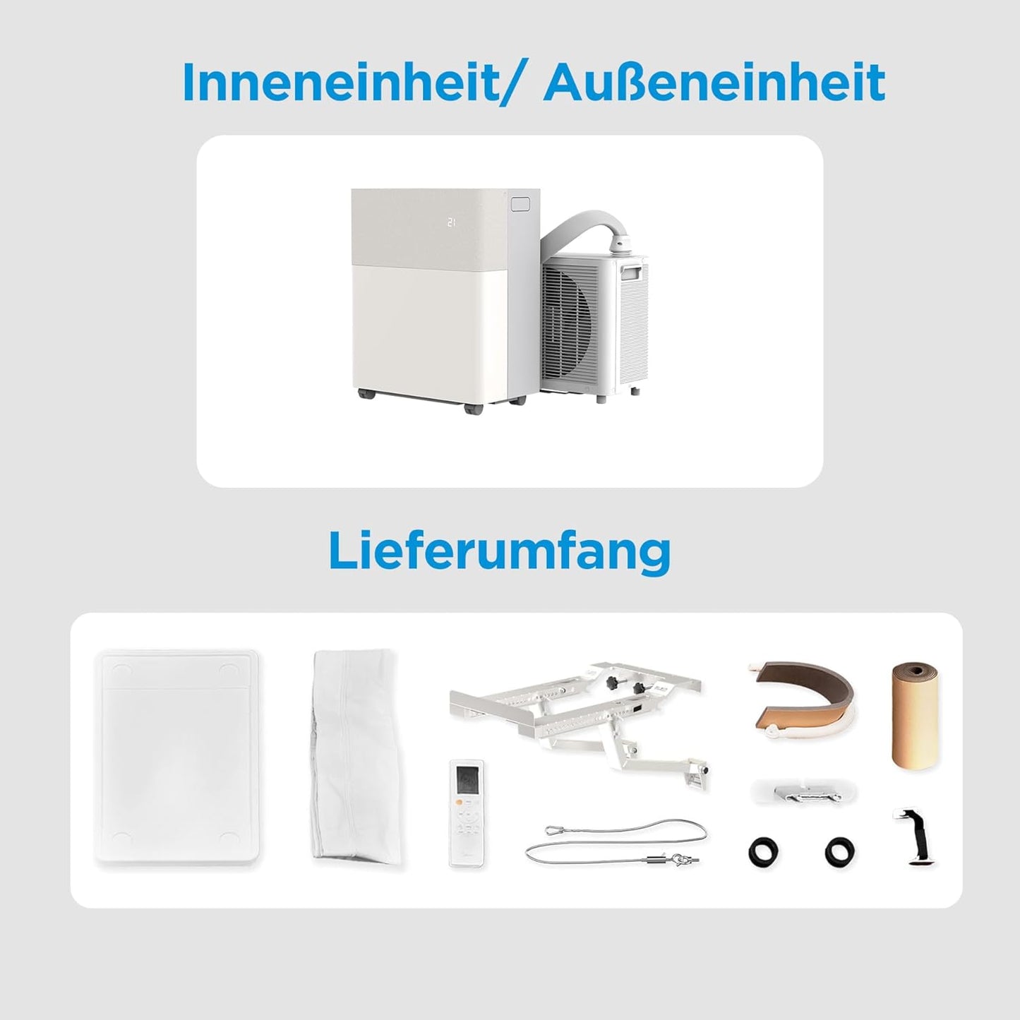 Midea PortaSplit-E Mobile Klimaanlage,Kühlen A++/Heizen A+, 12000 BTU 3,5kW,Mini-Split-Klimaanlage, Farbe Pfirsich,für Räume bis zu 42 m² / 105 m³, nur 39 dB(A) im Silent-Modus [Energieklasse A++]