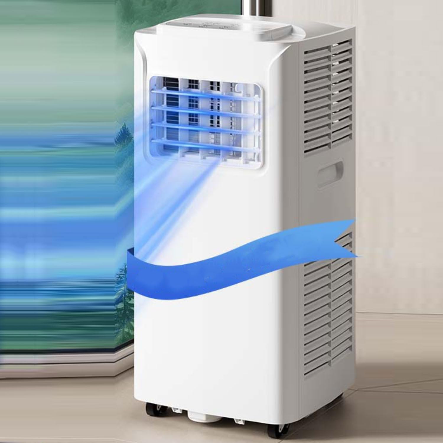 Tragbare Klimaanlage, 7000 BTU, kühlt bis zu 300 m², AC-Einheit mit Fernbedienung, Kühlung & Luftentfeuchter & Ventilator, 24-Stunden-Timer, 120° Oszillation