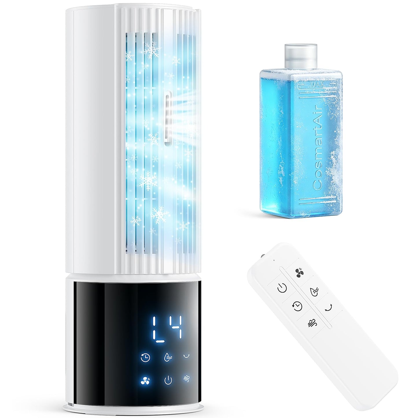 4-in-1 Mobile Klimaanlage& Luftkühler, Klimageräte Luftentfeuchter Belüftung, 24 Timer leise Perfekt für Schlafzimmer und Büro Küche (Reinweiß)