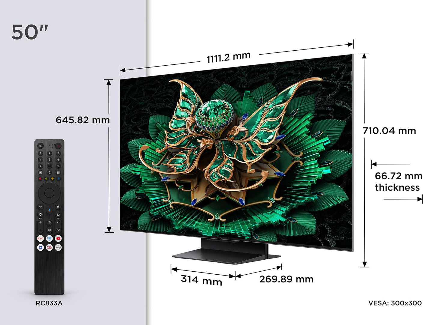 TCL 50C7K 50 Zoll QD-Mini LED 4K Fernseher, 144 Hz, Google TV