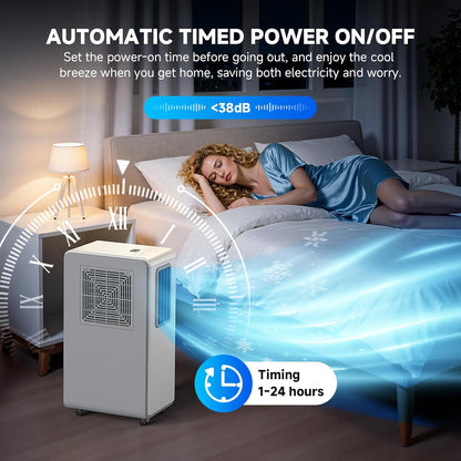 4-in-1 Mobile Klimaanlage& Luftkühler, Klimageräte Luftentfeuchter Belüftung, 24 Timer leise Perfekt für Schlafzimmer und Büro Küche (Reinweiß)