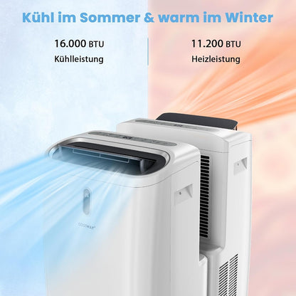 COSTWAY Klimaanlage mobil 16000BTU, Klimagerät mit Abluftschlauch | 5 in 1 Kühlen & Heizen & Entfeuchten & Schlafmodus für Räume bis zu 150 m³, Fernbedienung/App, 24H Timer, 4700W, ≤57dB