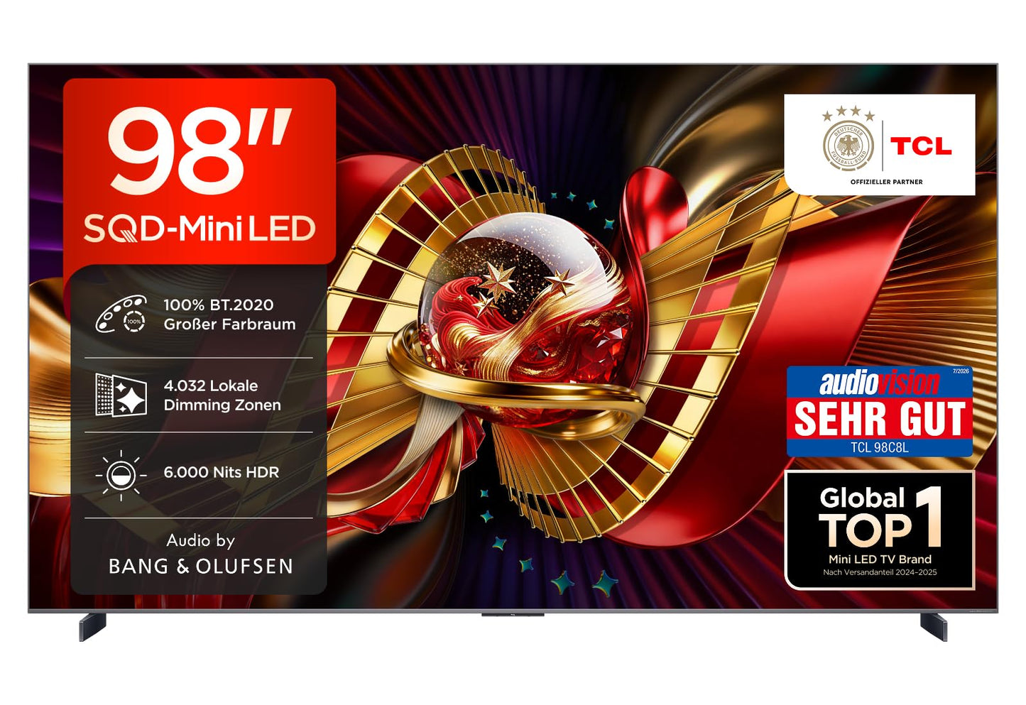 TCL 98C8L 98 Zoll SQD-Mini LED 4K Fernseher, Google TV, HDR10+