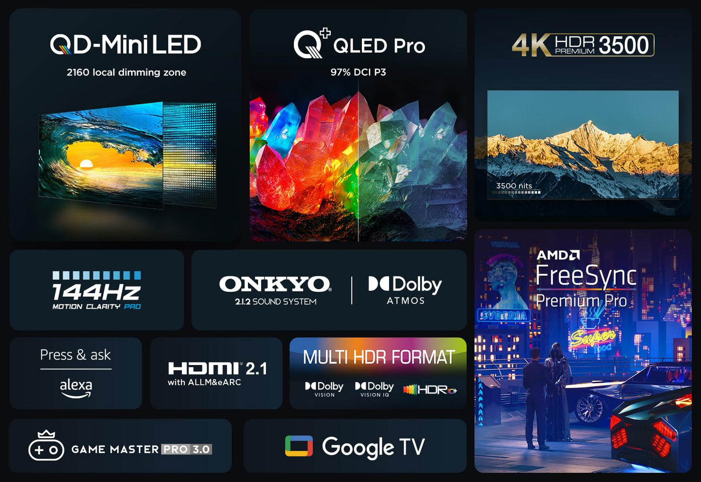 TCL 75Q10B 75 Zoll QLED Pro Mini LED 4K Fernseher, 144 Hz, Google TV