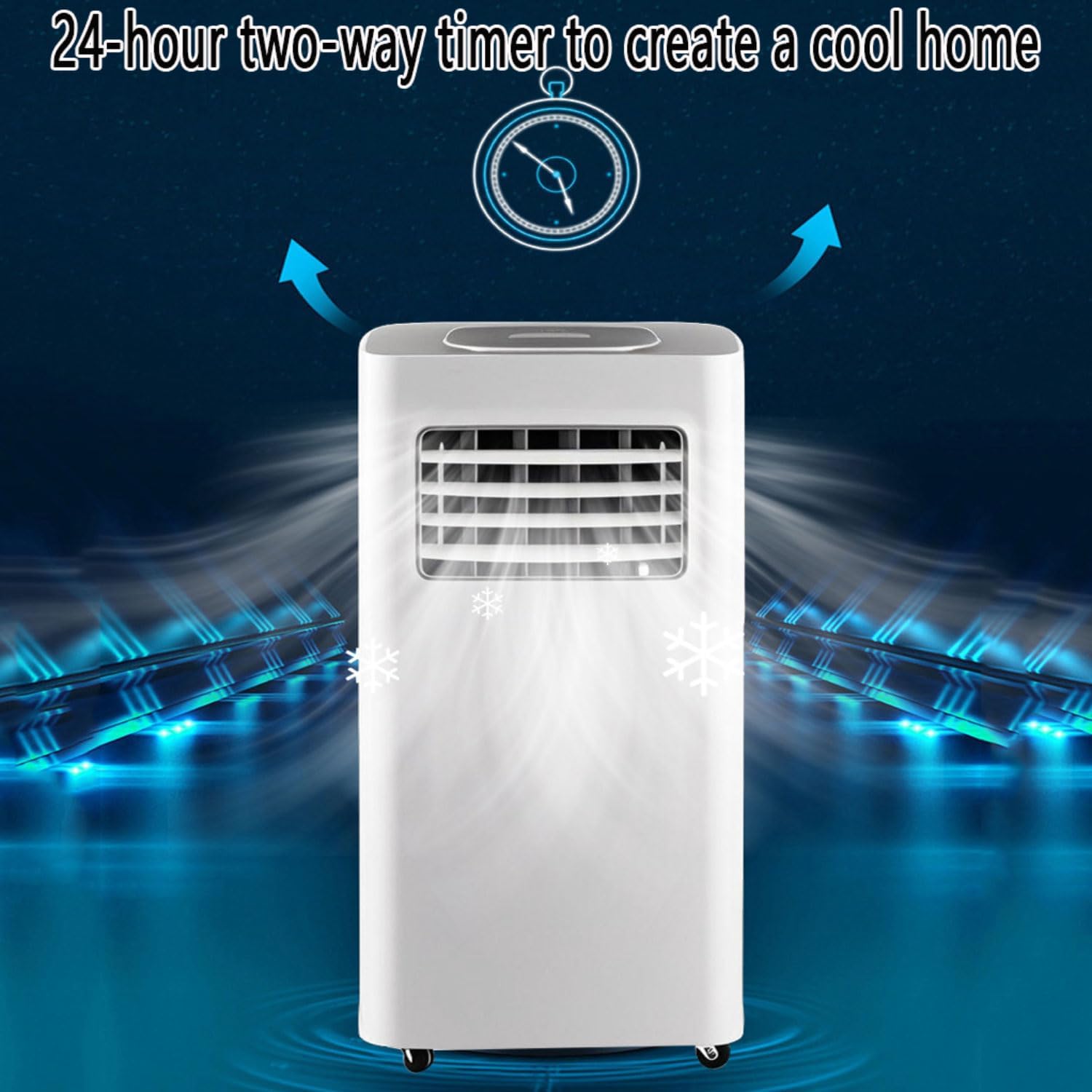 Tragbare Klimaanlage, 7000 BTU, kühlt bis zu 300 m², AC-Einheit mit Fernbedienung, Kühlung & Luftentfeuchter & Ventilator, 24-Stunden-Timer, 120° Oszillation