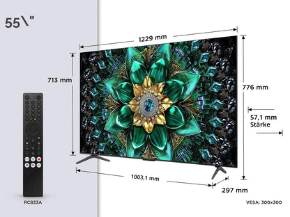 TCL 55Q6C 55 Zoll QD-Mini LED 4K Fernseher, 144 Hz, Google TV