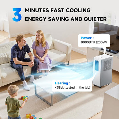 4-in-1 Mobile Klimaanlage& Luftkühler, Klimageräte Luftentfeuchter Belüftung, 24 Timer leise Perfekt für Schlafzimmer und Büro Küche (Reinweiß)