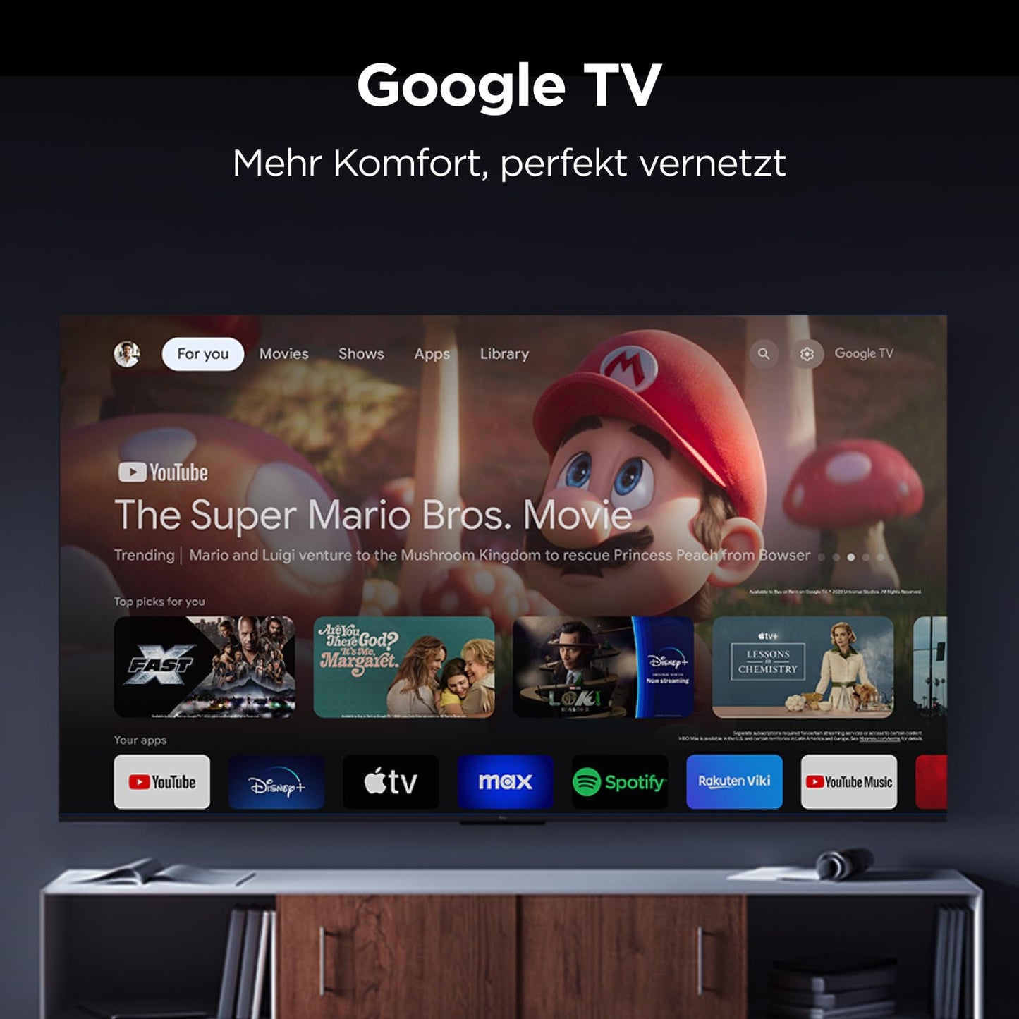 TCL 75C8L 75 Zoll SQD-Mini LED 4K Fernseher, Google TV, HDR10+