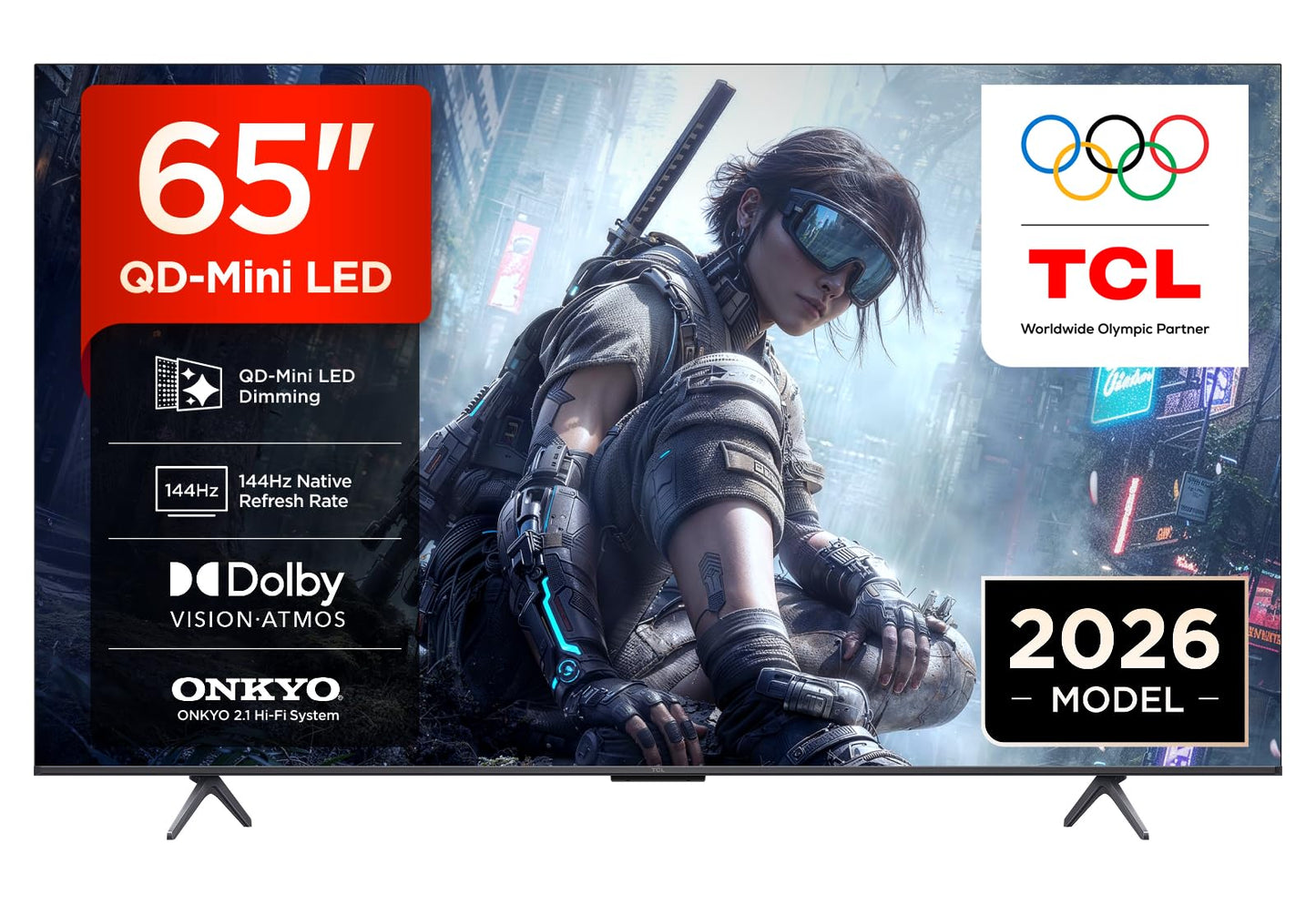 TCL 65T8D 65 Zoll QD-Mini LED 4K Fernseher, 144 Hz, Google TV