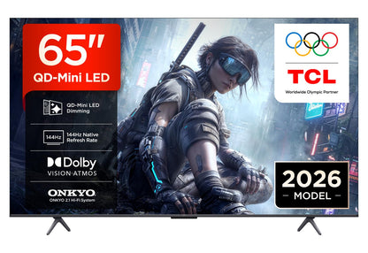 TCL 65T8D 65 Zoll QD-Mini LED 4K Fernseher, 144 Hz, Google TV