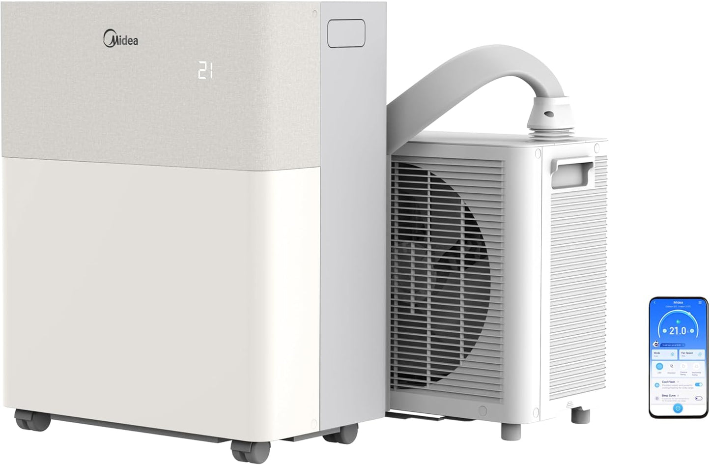 Midea PortaSplit-E Mobile Klimaanlage,Kühlen A++/Heizen A+, 12000 BTU 3,5kW,Mini-Split-Klimaanlage, Farbe Pfirsich,für Räume bis zu 42 m² / 105 m³, nur 39 dB(A) im Silent-Modus [Energieklasse A++]