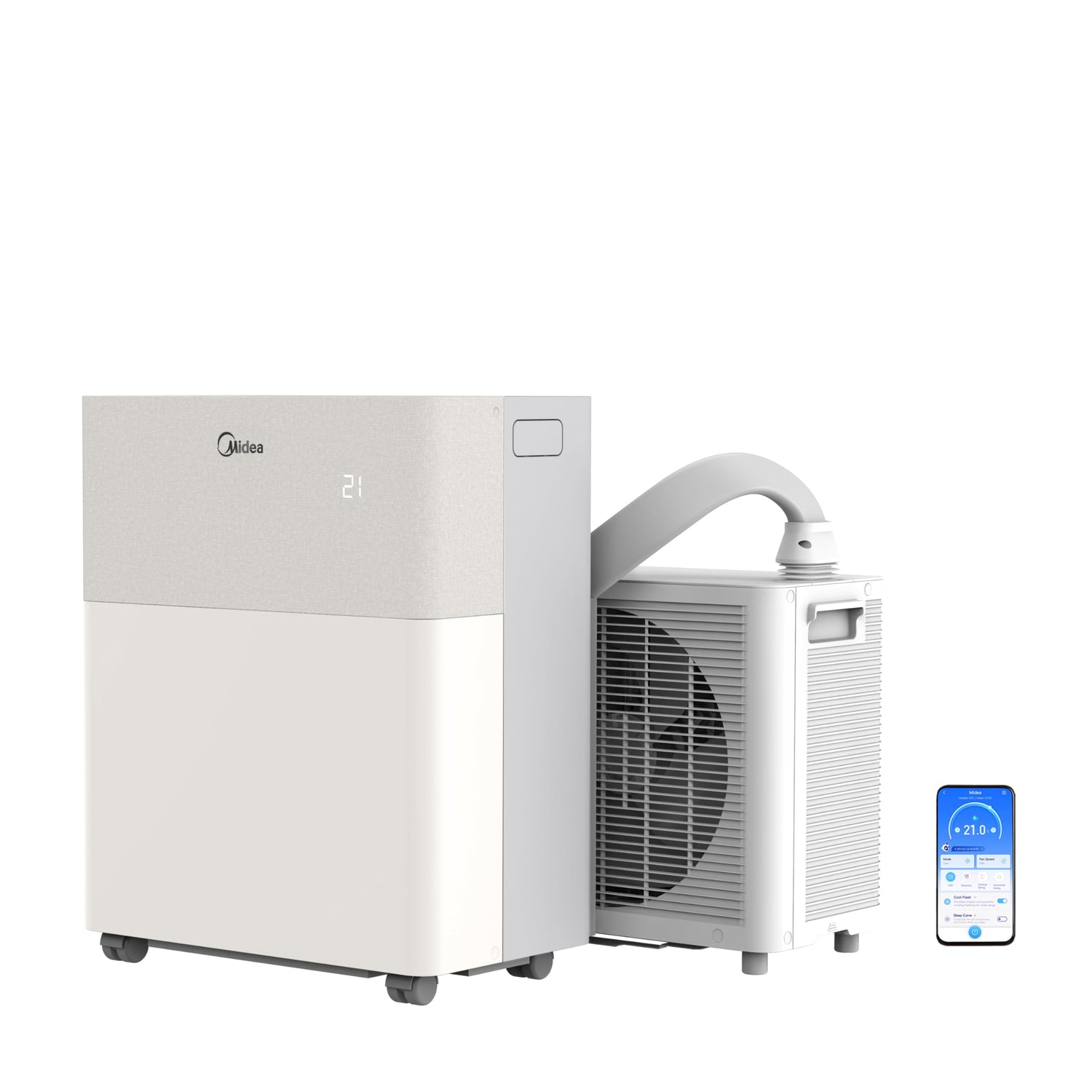 Midea PortaSplit-E Mobile Klimaanlage,Kühlen A++/Heizen A+, 12000 BTU 3,5kW,Mini-Split-Klimaanlage, Farbe Pfirsich,für Räume bis zu 42 m² / 105 m³, nur 39 dB(A) im Silent-Modus [Energieklasse A++]
