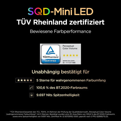 TCL 75X11L 75 Zoll SQD-Mini LED 4K Fernseher, Google TV, HDR10+