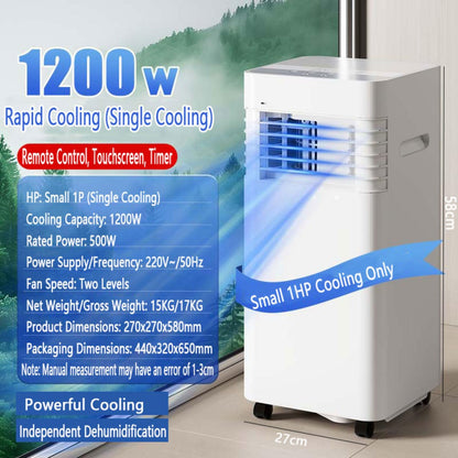 Tragbare Klimaanlage, 7000 BTU, kühlt bis zu 300 m², AC-Einheit mit Fernbedienung, Kühlung & Luftentfeuchter & Ventilator, 24-Stunden-Timer, 120° Oszillation