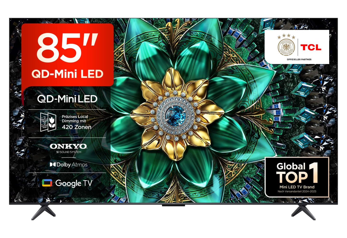 TCL 85Q6C 85 Zoll QD-Mini LED 4K Fernseher, 144 Hz, Google TV
