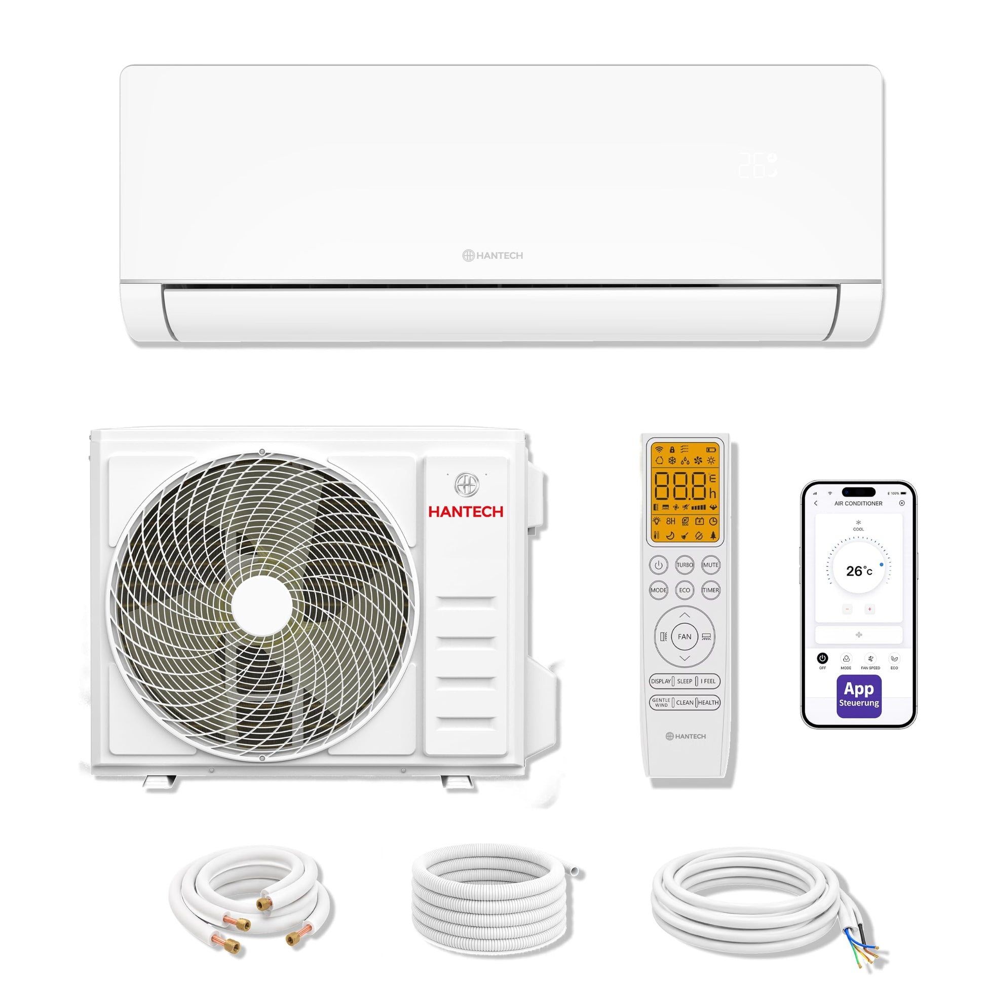 HANTECH A+++ Split Klimaanlage 12000 BTU H-PLUS energiesparender und umweltschonender Betrieb für ganzjährig angenehme Temperaturen, Smart Home kompatibel