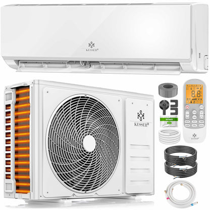 KESSER® Klimaanlage Set Split, WiFi/App Funktion Klimagerät, Kühlen A++/Heizen A+, 9000 BTU/h (2.600W) sehr leise, Kältemittel R32, Fernbedienung, Timerfunktion, Montagematerial, Anthrazit