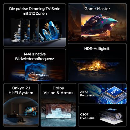 TCL 98T8D 98 Zoll QD-Mini LED 4K Fernseher, 144 Hz, Google TV