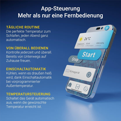 Suntec Wellness Mobiles Klimagerät Advance 12000 BTU APP - Klimaanlage mobil und leise mit Smart App Steuerung – Entfeuchter für Räume bis 60 qm – Mobile Kühlung & Heizung für zuhause – 12.000 BTU